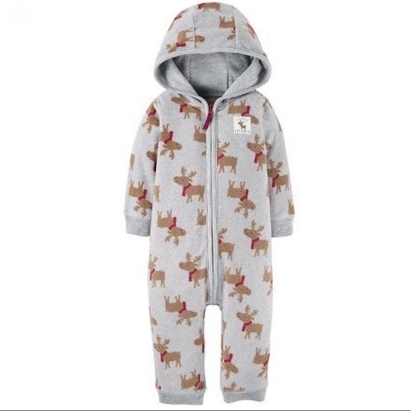 🎄🎁Holiday Fleece Hooded Moose Jumpsuit! - Picture 5 of 5